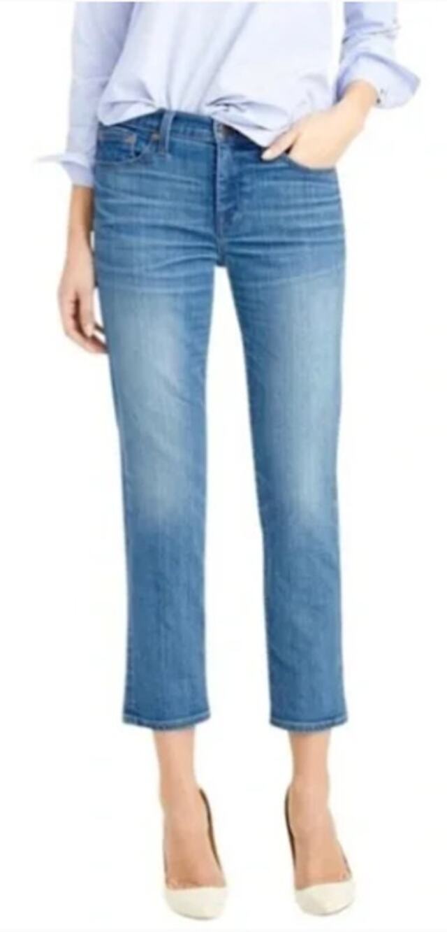 J. Crew Women 31 Tall Medium Wash Stretch High Rise Vintage Crop Denim Jeans